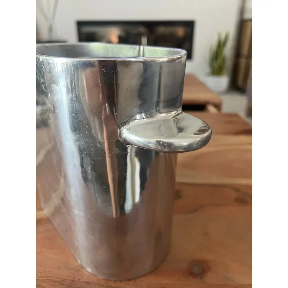 Metalart silver tone pewter champagne bucket modern oval Wine Holder Ice